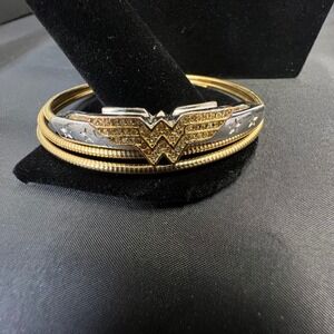 DC Comics Wonder Woman Wrap Bangle Bracelet Lasso Of Truth Gold Silver Toned